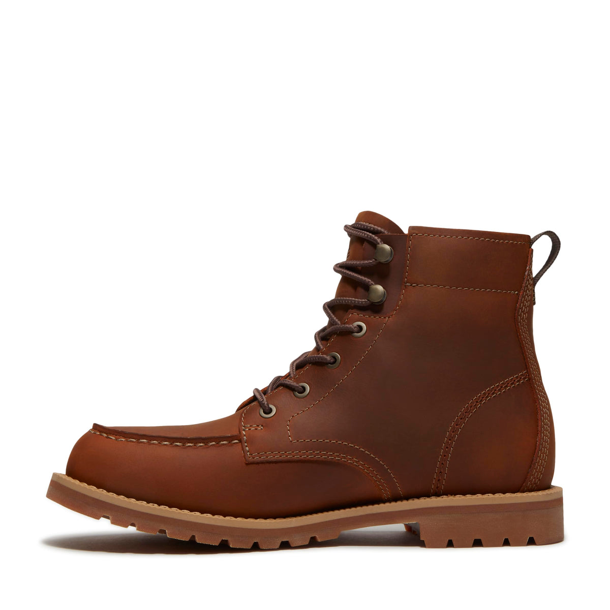 Men's Britton Falls Moc-Toe Waterproof Lace Up Boot by Timberland – 12, Leather, Medium Brown Full Grain
