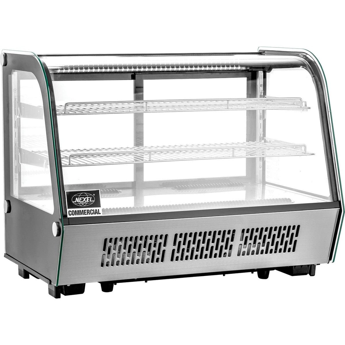 Nexel Commercial Refrigerated Countertop Display Case by Global Industrial – 22.4"L x 34.6"W x 27"H, 4.8 cubic_feet, Stainless Steel, Model CW-160