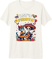Funny Cat and Dog Sugar Skull Lets Fiesta Día Los de Muertos Premium Tri-Blend T-Shirt