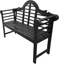 JONATHAN Y Lutyens 51" 2-Person Arched Acacia Wood Outdoor Bench, Black