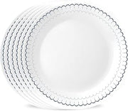 Corelle 6-Piece 10.25" Dinner Round Plates Vitrelle Triple Layer Glass, Lightweight Round Plates, Chip and Scratch Resistant, Microwave and Dishwasher Safe, Caspian Lace
