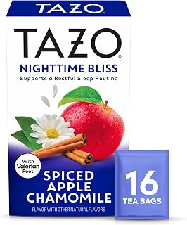 TAZO Herbal Tea Bags, Nighttime Bliss Spiced Apple Chamomile, 16 Count (Pack of 1)