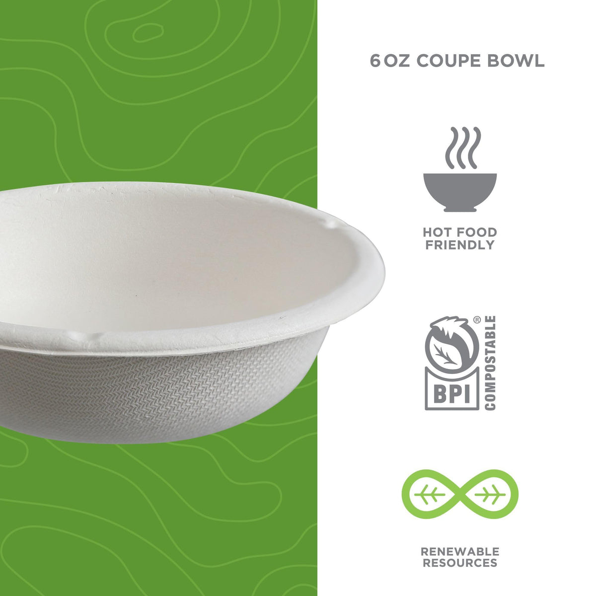 ECO PRODUCTS 6oz / White / Coupe Bowls (Vanguard) Bowls