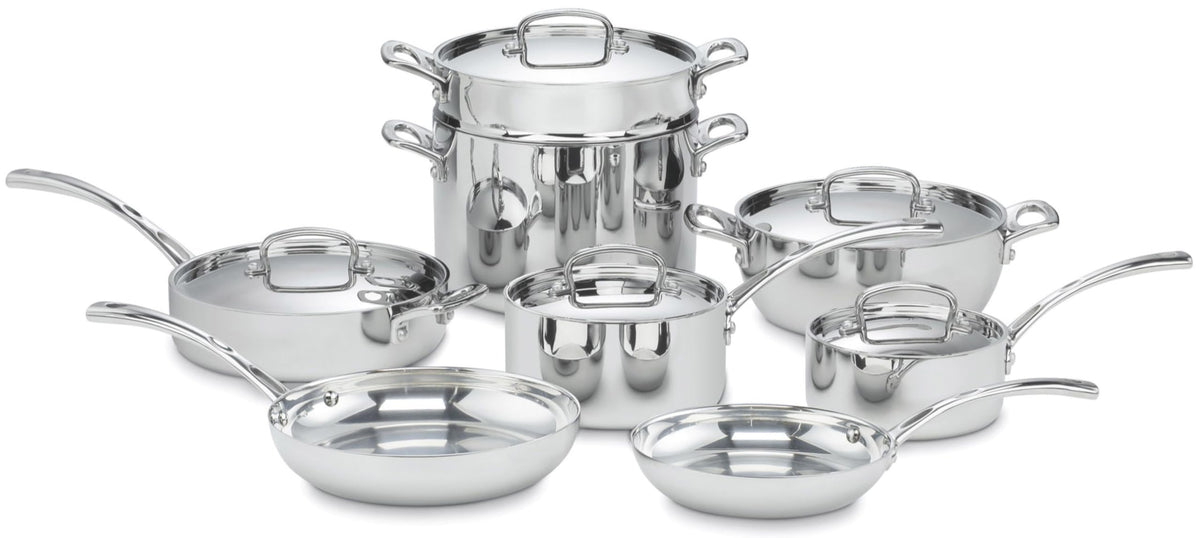 French Classic Tri-Ply Stainless 13-Piece Cookware Set by Cuisinart – 13-Piece, 1.5 quarts, Stainless Steel, Silver, Model FCT-13