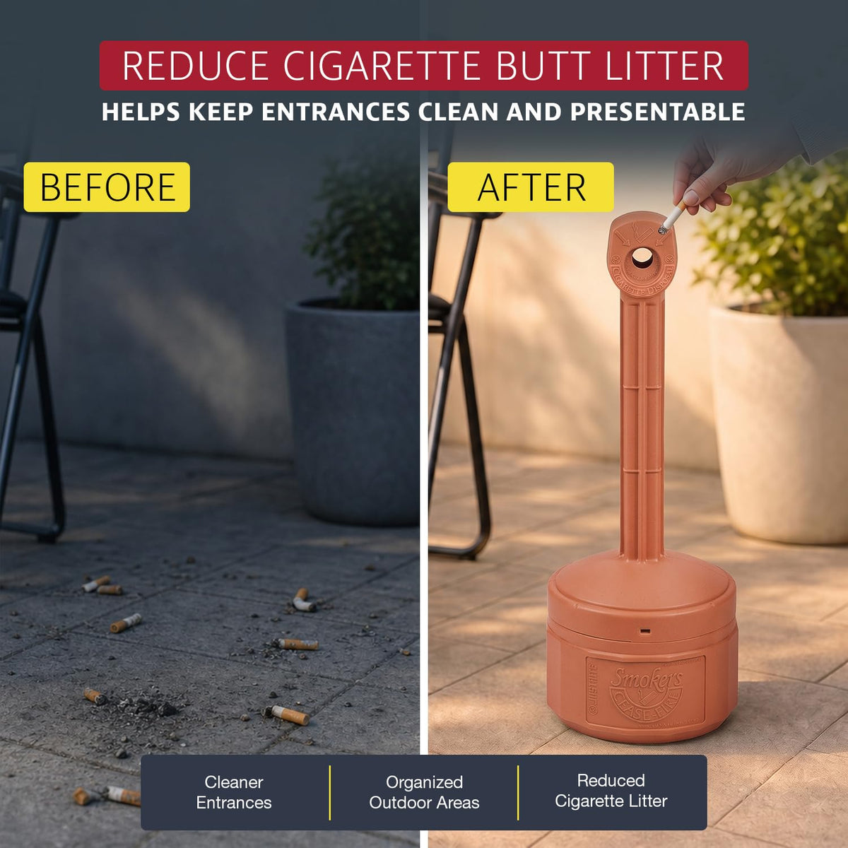 Justrite Terracotta / 1 Gallon / Smokers Cease Smoking Receptacles