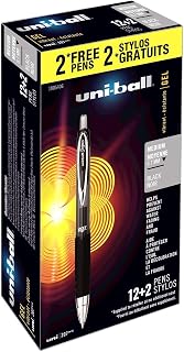 Uni-Ball 207 Retractable Gel Pens, Medium Point (0.7mm), Black, 14 Count