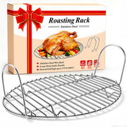 DePango Oval Roasting Rack, Stainless Steel with Handle, 16.5 x 11.5 x 5.5 Inch