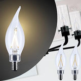 Satco 5.5W CA10 LED Light Bulb 3500K Neutral White 500 Lumens Clear Flame Tip 300 Degree Beam E12 Candelabra Base 92 CRI Dimmable Wet Rated IP65 Enclosed Fixture Rated 120V S12508 (2 Pack)