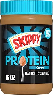 SKIPPY Creamy Peanut Butter Blended with Plant Protein, 16oz Jar, 12 Pack