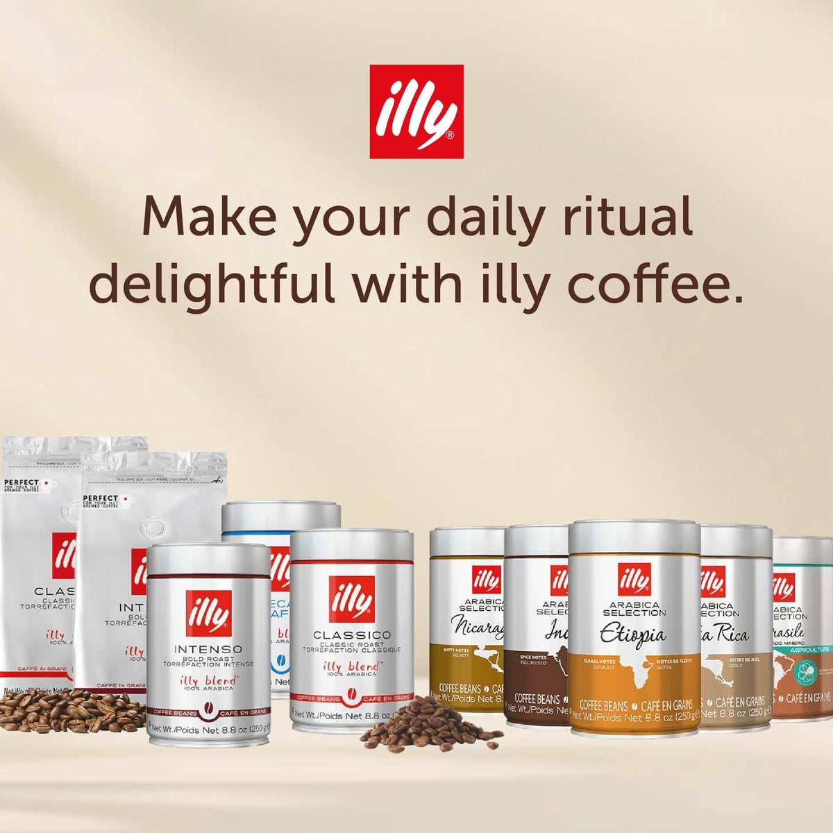 illy Classico/Decaf / 8.8 Ounce (Pack of 6) / Whole Bean Coffee