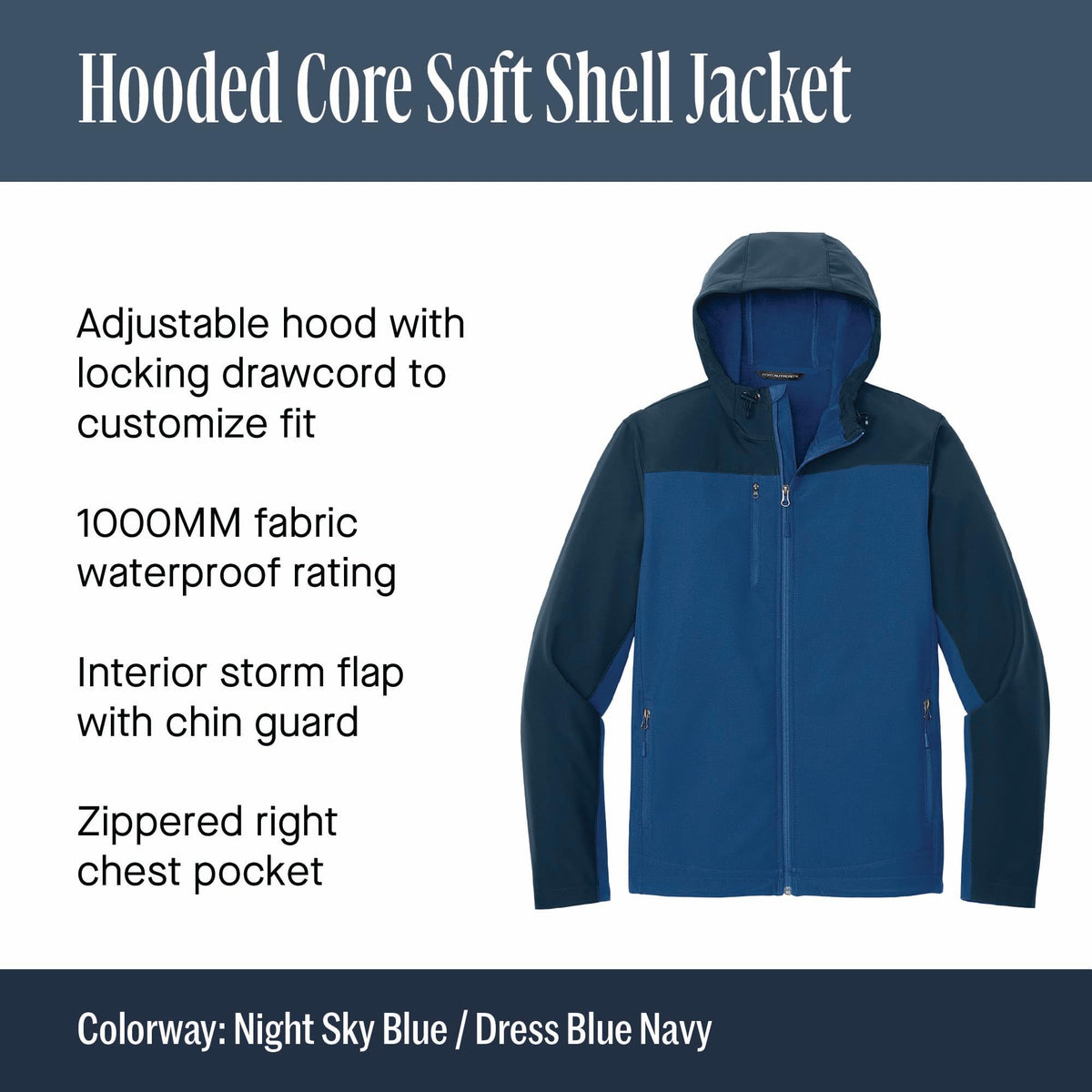 Hooded Core Soft Shell Jacket by Port Authority – Large, Polyester, Black/ Grey, Model J335
