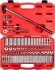 TEKTON 3/8 Inch Drive 6-Point Socket and Ratchet Set, 73-Piece (1/4-1 in., 6-24 mm) | SKT15311