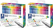 STAEDTLER Fineliner triplus 60, 2 Pack (2 sets of 60 pcs) | 120 Total Count, 0.3mm Assorted Colors, Ergonomic Triangular Shape