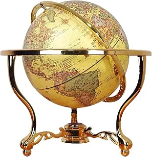 World Globe 360 Degree Rotating Globe Retro Crafts Study Office Desk Decoration Large Antique Globe Gifts 25/32cm Earth Globes，32cm