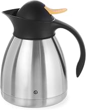 Hendi Thermos Flask, Double-Walled Insulation, Screw Lid with Yellow Push Button, Insulated Jug, Coffee Pot, 1.5 L, Diameter 145 x (H) 230 mm, Stainless Steel, Polypropylene