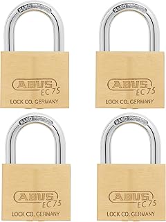 ABUS 4 Pack 75/40 Solid Brass Padlock with 2 Keys for Outdoor, School, Gym | 1 1/2in (40mm) Wide, Keyed Alike