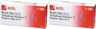 ACCO Brands ACCO #3 Regal Owl Clips, Steel Wire, 1 Inch Length, Silver, 100 Clips per Box (A7072130) (Pack of 2)