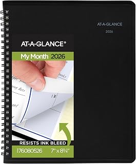 AT-A-GLANCE 2026 Appointment Book Planner, Monthly, 7" x 8-3/4", Medium, QuickNotes, Black (76080526)