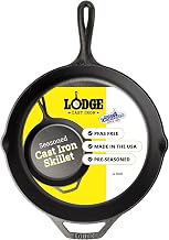 Lodge Pre-Seasoned Cast Iron Skillet, PFAS-Free, 12 Inches | Non-Toxic & Naturally Non-Stick Cast Iron Pan, Compatible with Oven, Stove, Grill & Campfire, Made in USA