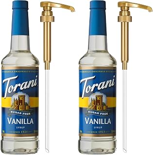 Torani Sugar Free Coffee Syrup, Vanilla Flavored Syrup for Drinks, Zero Calorie, Pump Included, 25.4 Fl Oz (Pack of 2)