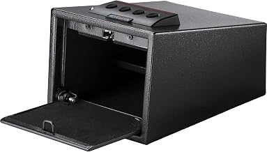Barska Quick Access Electronic Keypad Safe – Digital PIN Lock Steel Security Box with Spring-Loaded Door, Removable Shelf, Foam Interior, Backup Keys – for Home or Office