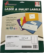 AbilityOne 7530016736514 Skilcraft Recycled Laser & Inkjet Label, White, 1.33" x 4", Pack of 350