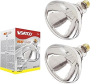 Satco S4999 250W BR40 Heat Lamp Bulb, Clear, 2-Pack