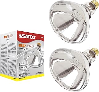 Satco S4999 250W BR40 Heat Lamp Bulb, Clear, 2-Pack