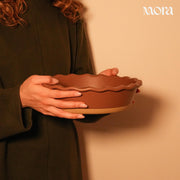 Mora Ceramic Pie Dish, 9 Inch Deep Fluted, Toasted Terracotta