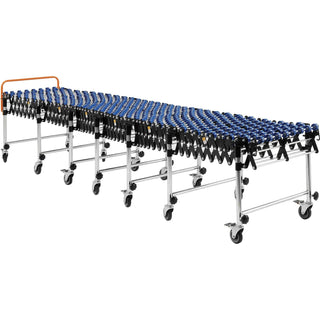 24" W Portable Flexible & Expandable Conveyor by Global Industrial – 32"L x 24"W x 10"H, Alloy Steel, Blue, Model 168111