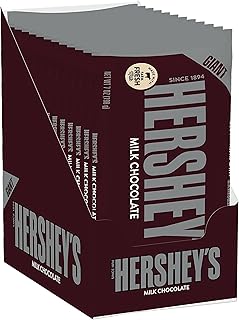 HERSHEY'S Chocolate Candy Bar, Giant (Pack of 12)