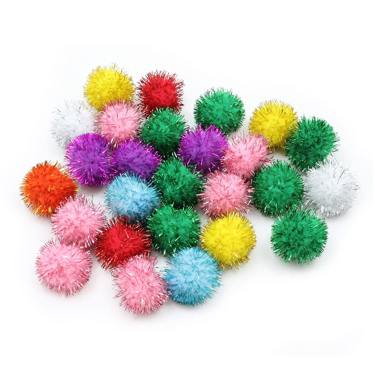 Glitter Poms 33Mm X 40-Piece Assorted by Creativity Street – 1-in., Glitter Assorted Colors, Model 81533