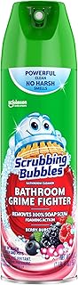 Scrubbing Bubbles Bathroom and Shower Cleaner Aerosol, Foaming Action Bathroom Grime Fighter Removing Soap Scum, Berry Burst Scent, 20oz