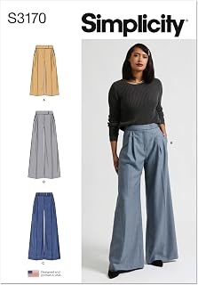 Simplicity S3170 Women's Wide-Leg Pleated Pants Sewing Pattern, Sizes 18-26