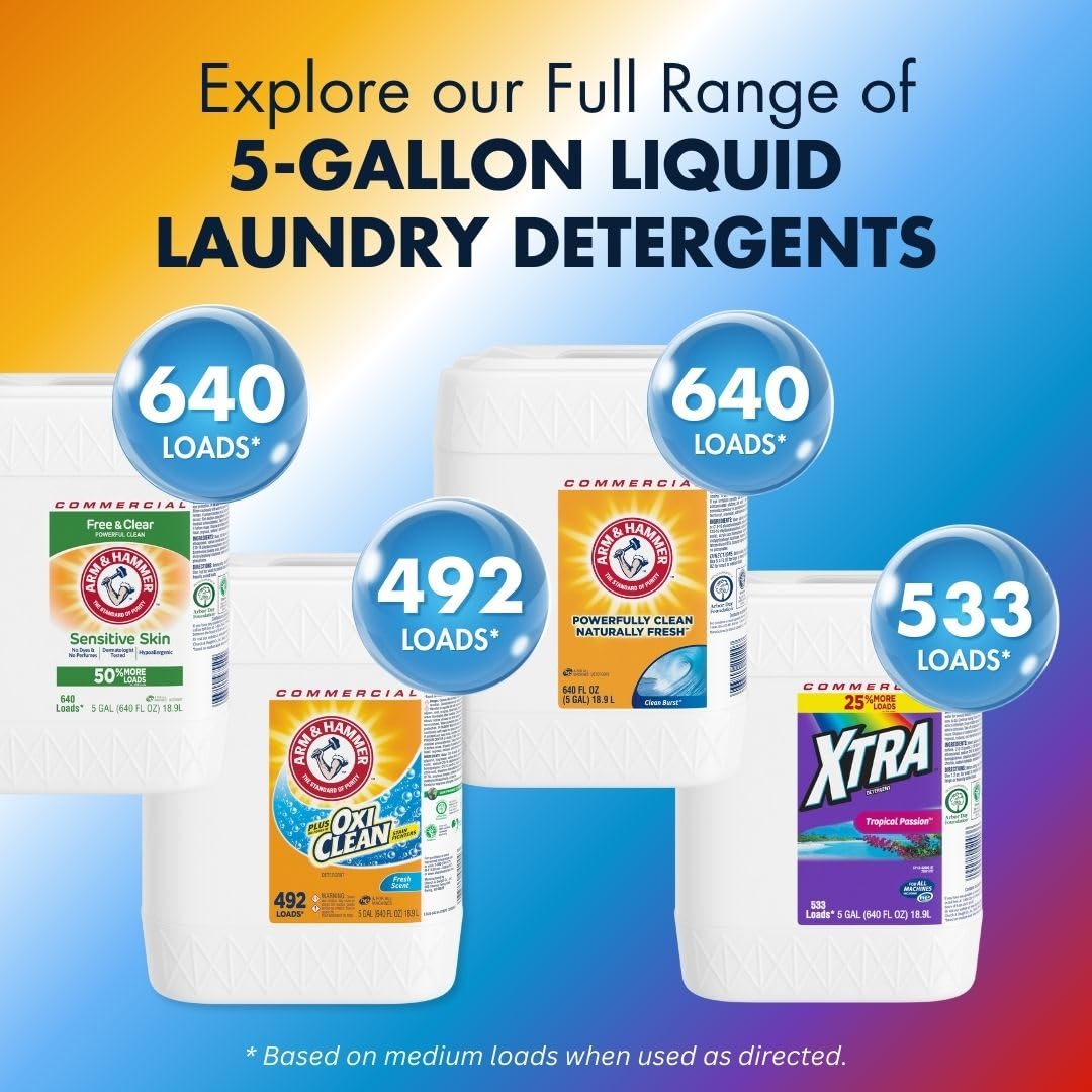 plus OxiClean Liquid Laundry Detergent Professional by ARM & HAMMER – 640 Fl Oz (Pack of 1), Model 33200-94244