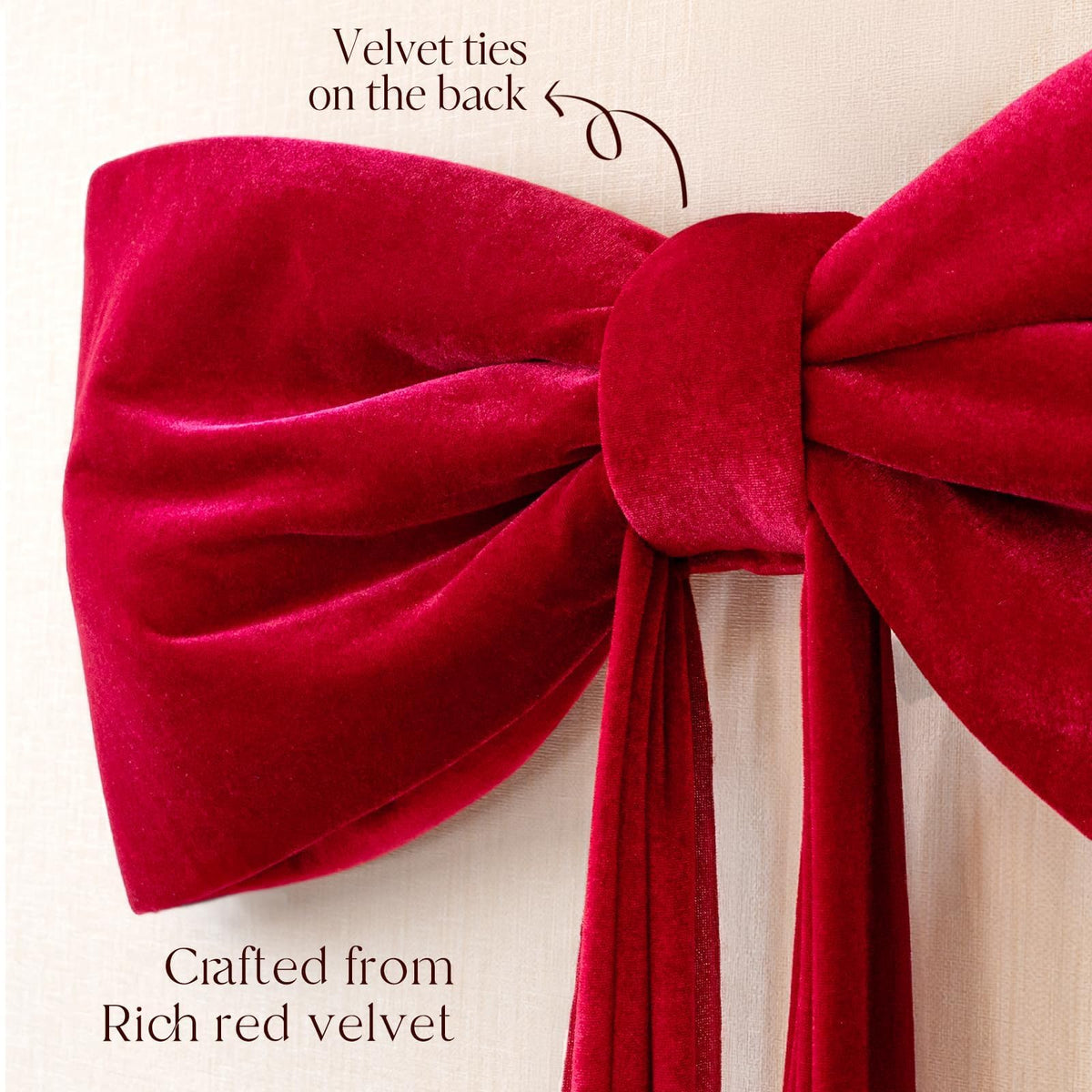 Oriental Cherry Giant Velvet Bow, 6 Feet Long, Red