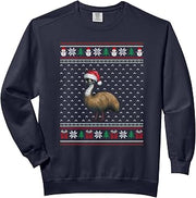 Emu Wearing Santa Hat Ugly Xmas Emu Lovers Comfort Colors Adult Sweatshirt