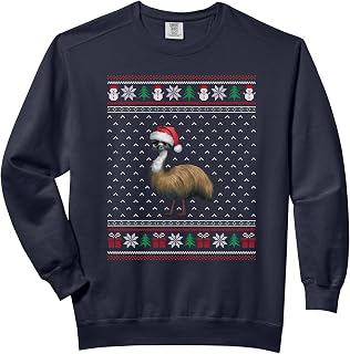 Emu Wearing Santa Hat Ugly Xmas Emu Lovers Comfort Colors Adult Sweatshirt