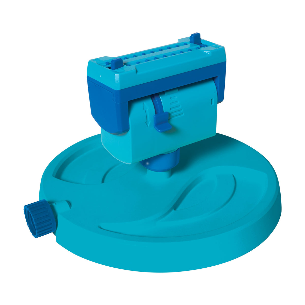 P2 20-Nozzle Mini Gear-Driven Oscillating Sprinkler on Sled Base by Aqua Joe – Rubber, BLUE, Model BDL-A0138