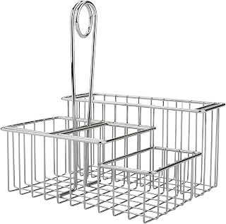 G.E.T. 4-21699 Chrome Four Compartment Condiment Caddy Metal Specialty Servingware Collection, 8" x 7" x 9" Tall, Chrome