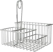 G.E.T. Enterprises 4-Compartment 8 Inch x 6 Inch Chrome Stainless Steel Condiment Caddy