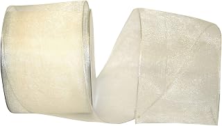 Reliant Ribbon 25733W-810-40J Elegant Woven Sheer Wired Edge Ribbon, 2-1/2 Inch X 25 Yards, Ivory