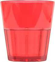 Thunder Group PLPCTB108RD Rocks Glass, 8 oz., Break-Resistant, Stackable, Anti-jam Locking tabs, Starburst® Pattern Base, Polycarbonate, Diamond, red, Pack of 12