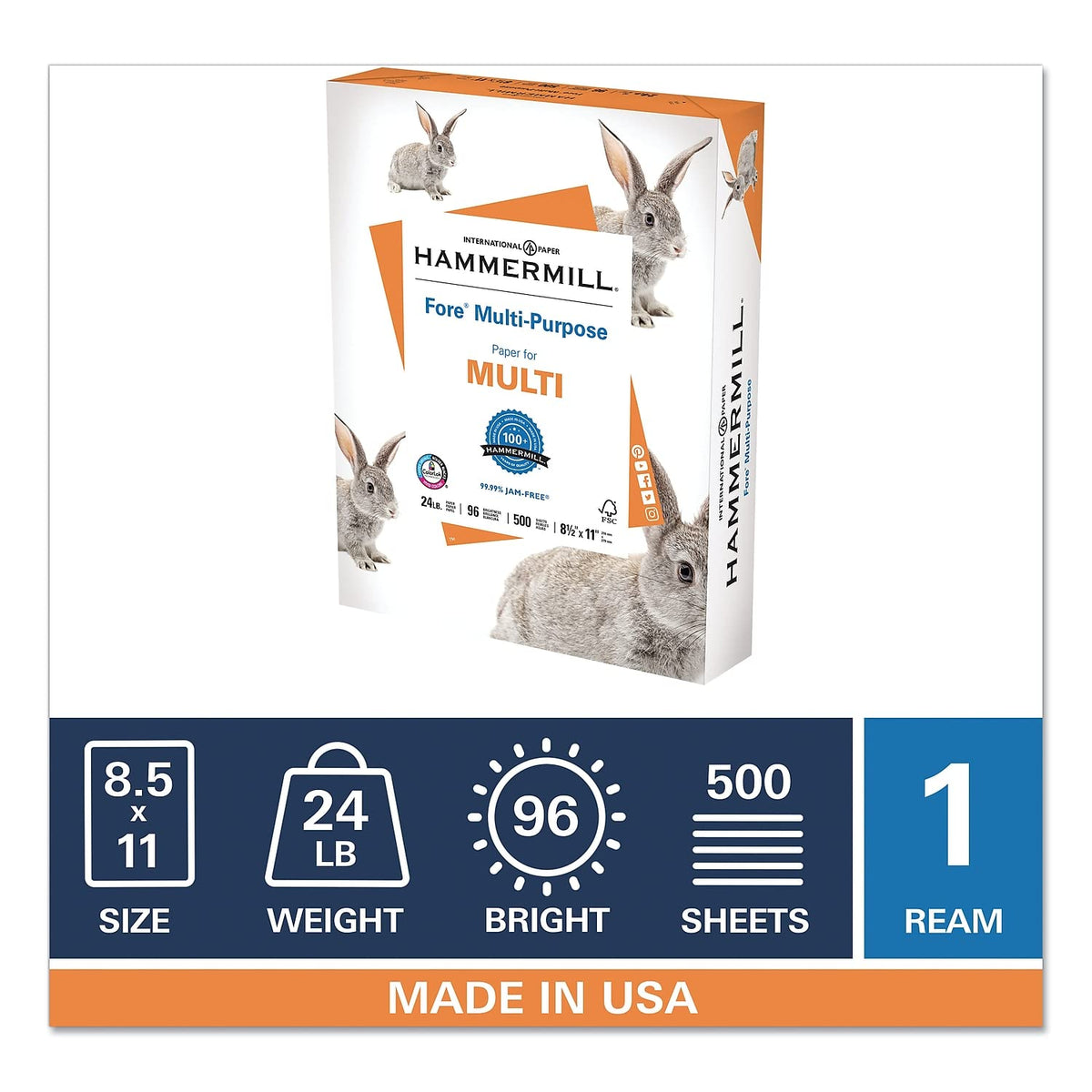Printer Paper by Hammermill – 1 Ream | 500 Sheets, Paper, White, Model 103283