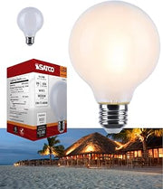 Satco S12153 8W LED G25 Globe Bulb, Warm Dimming 3000K-2000K, 800 Lumens, 90 CRI, 60W Replacement, White Globe, E26 Medium Base, Enclosed Fixture Rated, Dimmable, 120 Volt