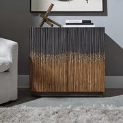 Liberty Furniture Fiore Storage 2 Door Accent Cabinet Eclectic Dancing Gold Flame Design - Satin Espresso