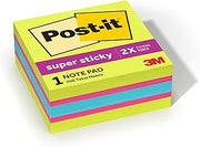 Post-it Super Sticky Notes Cube, 3 x 3 in, Supernova Neons, 1 Pad