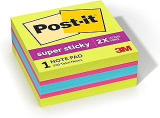 Post-it Super Sticky Notes Cube, 3 x 3 in, Supernova Neons, 1 Pad