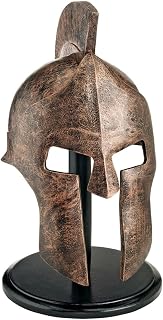 WJ4571 Greek Spartan Helmet Corinthian Armor Statue with Stand, 16 Inch, silver