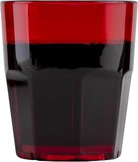 G.E.T. 9912-1-R-EC Heavy-Duty Shatterproof Faceted Plastic Tumbler, 12 Ounce, Red (Set of 4)